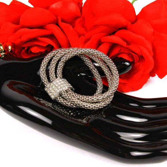 Silver Tone Chainmail Stretch Bracelet - Picture 2 of 8